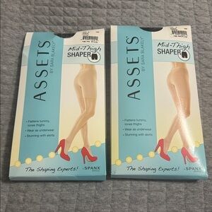 Lot of 2 Assets by Spanx Mid-Thigh Shaper Black Size 4